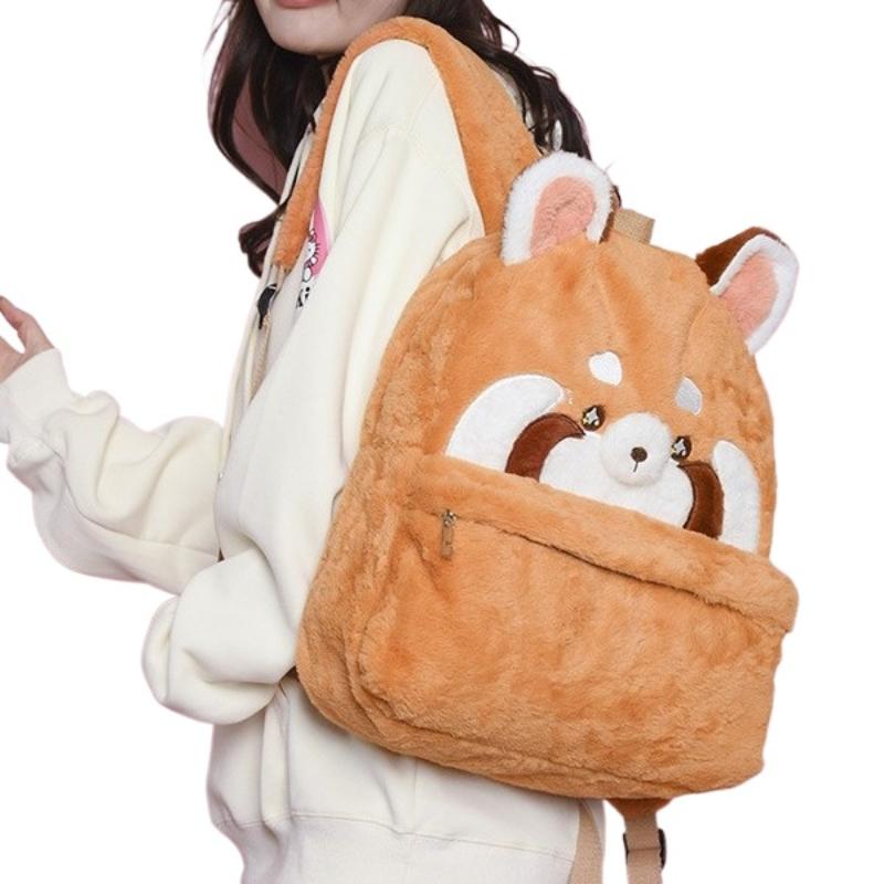 

Cute Red Panda Plush Backpack Lovely Large Capacity Animal Bag Popular School Backpacks Book Bag Winter Birthday Best Gift