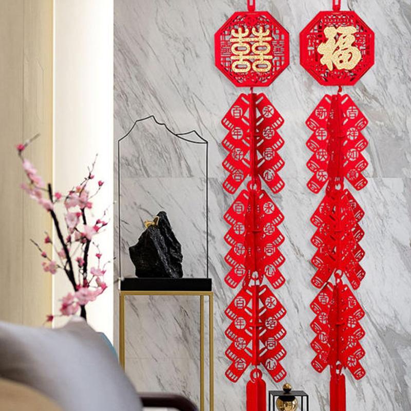 2026 Year of The Horse Spring Festival Firecracker Pendant Chinese New Year Lucky Character Pendant Home Store Decoration Gift