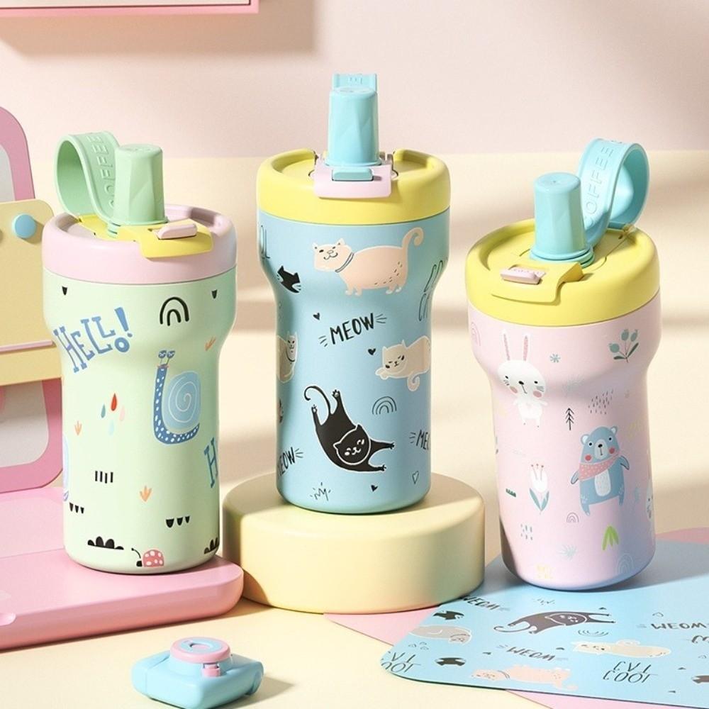Ceramic Inner Liner Vacuum Cup Double-drinking Straw Thermos Cup Insulation Cup  Outdoor Camping