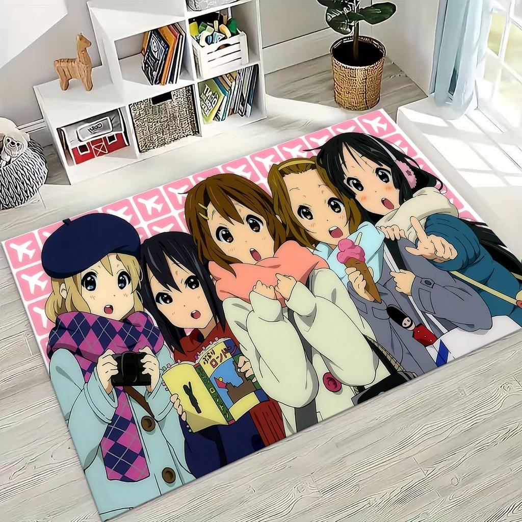 Anime K-ON Kawaii Girl Hirasawa Yui Music Cartoon Rug for Bedroom Living Room Sofa Home Doormat Decor,Kids Non-slip Floor Mat