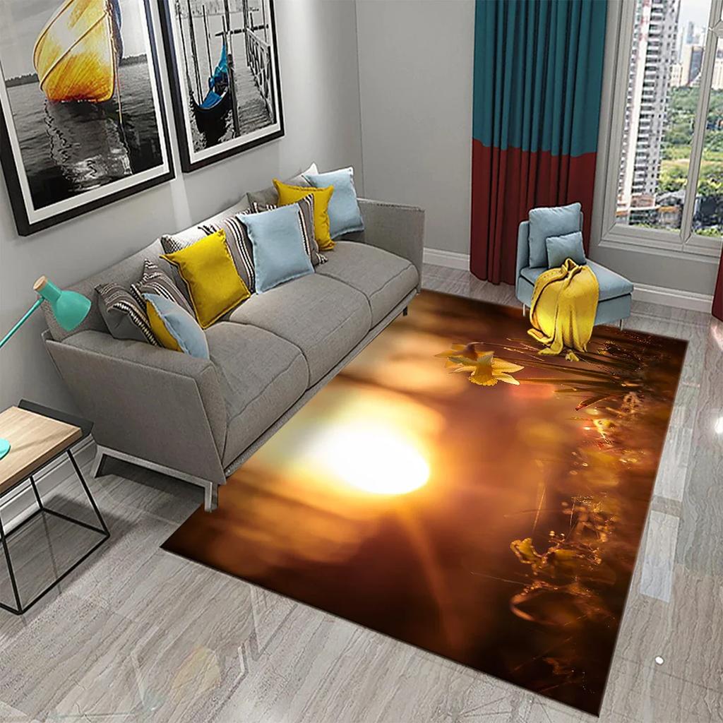 3D Flowers In The Morning Light Carpet for Kids Play Crawling Mat Boys Girl Bedroom Bedside Decor Floor Rug Living Room Carpet