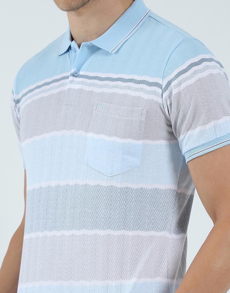 Monte Carlo Mens Striped Collar Neck T-Shirt