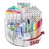 360 Degree Rotating Pen Holder 6 Compartment Clear Acrylics Pen Holder Desk Organizers Art Supply Organizers Storage Box