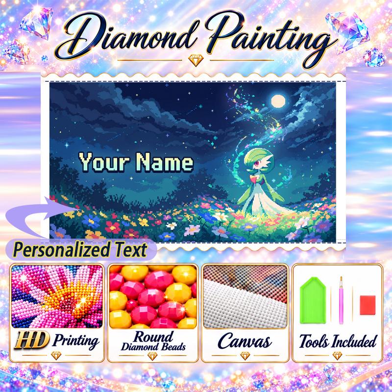 Personalized Gardevoir Diamond Art Custom Name 5D Diamond Painting Full Drill DIY Craft