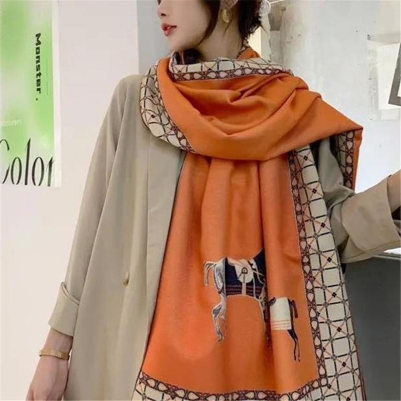 New Winter European and American Style Scarf Women's Shawl Thickened Warm Summer Office Air Conditioned Room Cloak Double Sided
