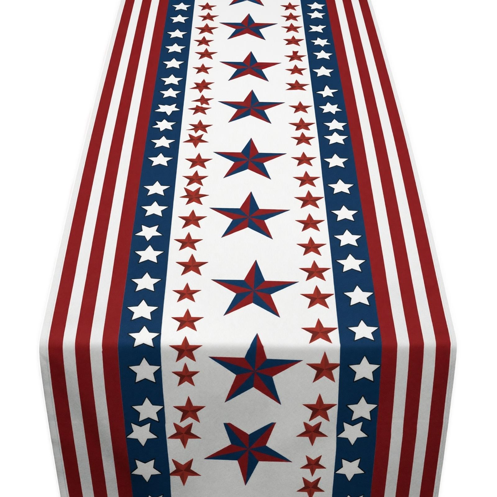 Table Runner Stars and Stripes Pattern Party Decoration 33cm by 183cm for Independence Day Celebration Event and Banquet Use One Size