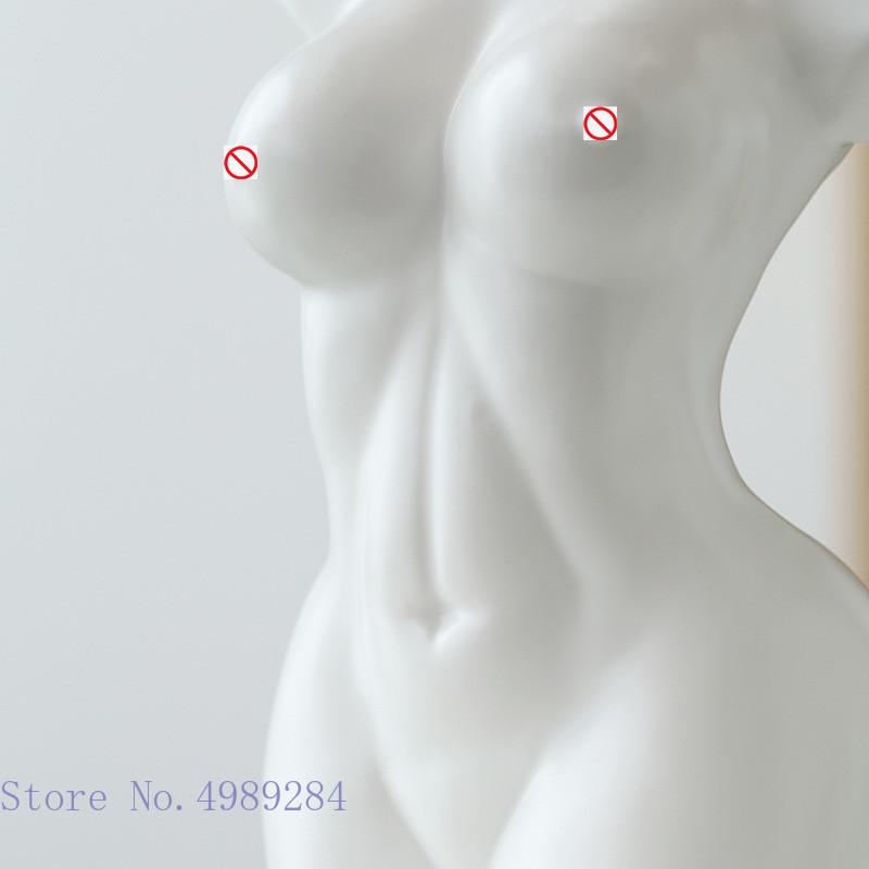 Human Body Ceramic Vase Black and White Nude Abstract Human Female Naked Girl Flower Vase Home Decoration Crafts Ornaments
