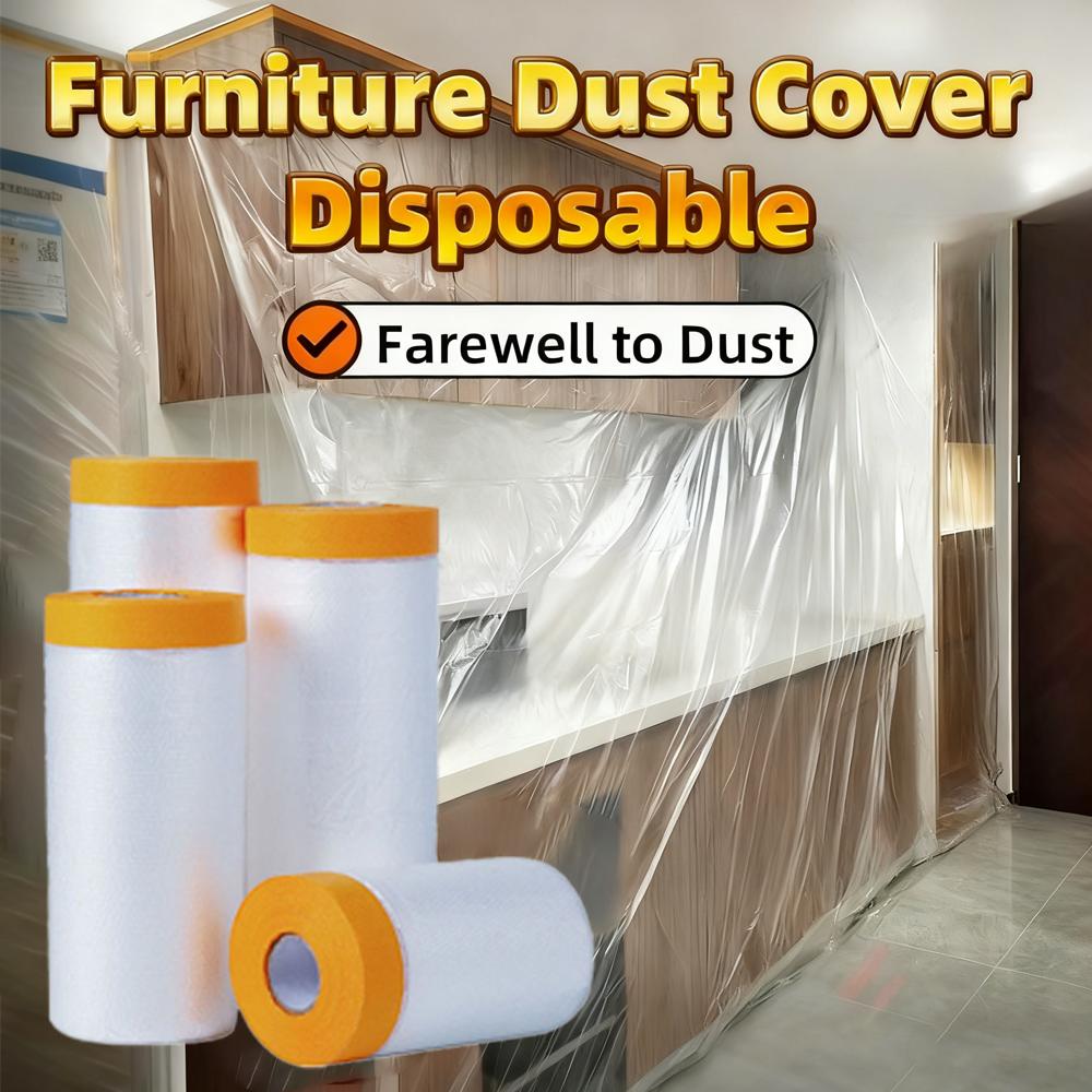 Pre-Taped Masking Film Plastic Sheeting Automotive Washi Tape No Residue Painters Plastic Drop Cloth for Painting
