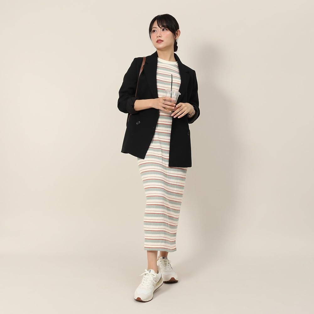 Champion Casual Short Sleeve Cotton USA Crew Neck Garment Wash Striped Dress In Natural Women's (CW-B309)