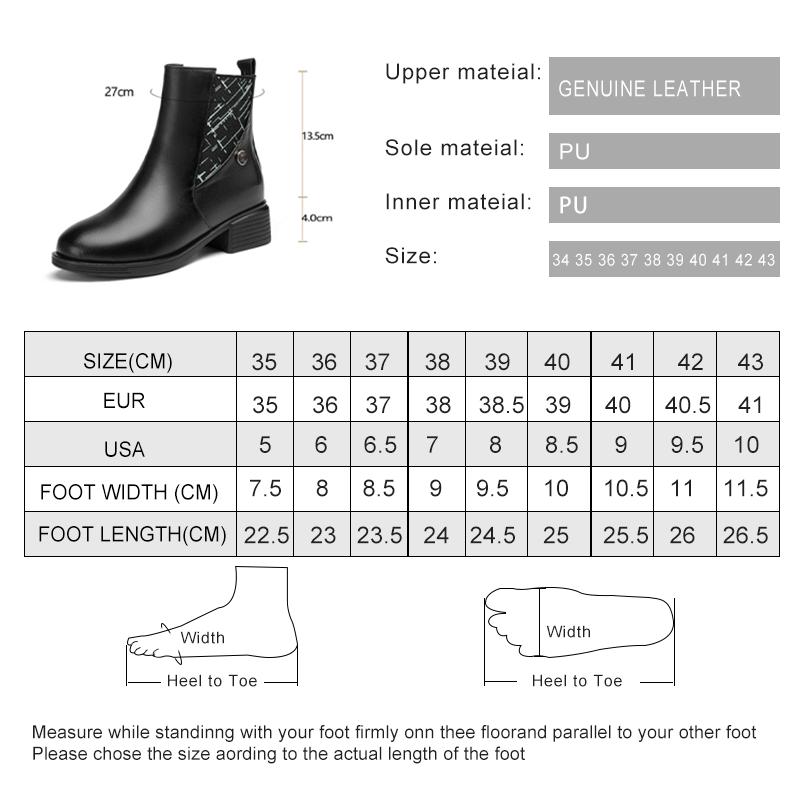 Fashion Women's Winter Boots Fashion Shoes Large Size 2025 Genuine Leather Women's Short Boots Natural Wool Mid-heel Ladies Ankle Boots