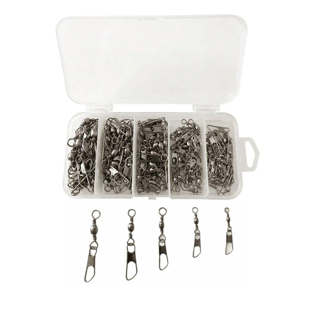 160PCS Stainless Steel Fishing Barrel Swivel Rolling Barrel Swivel Saltwater Fishing 160PCS Kit