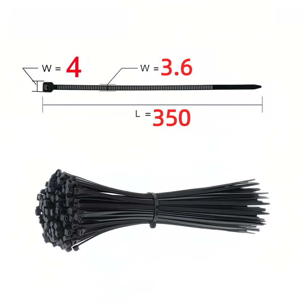 100 Black Nylon Cable Ties, High Tensile Strength, Uv Resistant, Fastening Loop Ties, Self-Locking, Suitable For Home And Office Wire Management