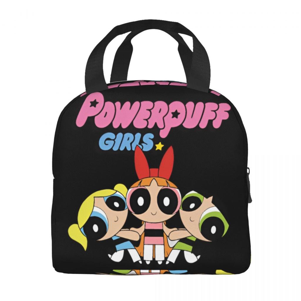 P-PowerPuffs Cartoon Accessories Insulated Lunch Bags For Work Food Storage Bag Portable Cooler Thermal Bento Box