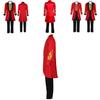 The King Of Circus Barnum Cosplay Costume For Men Red And Black Polyester Blended Fabric