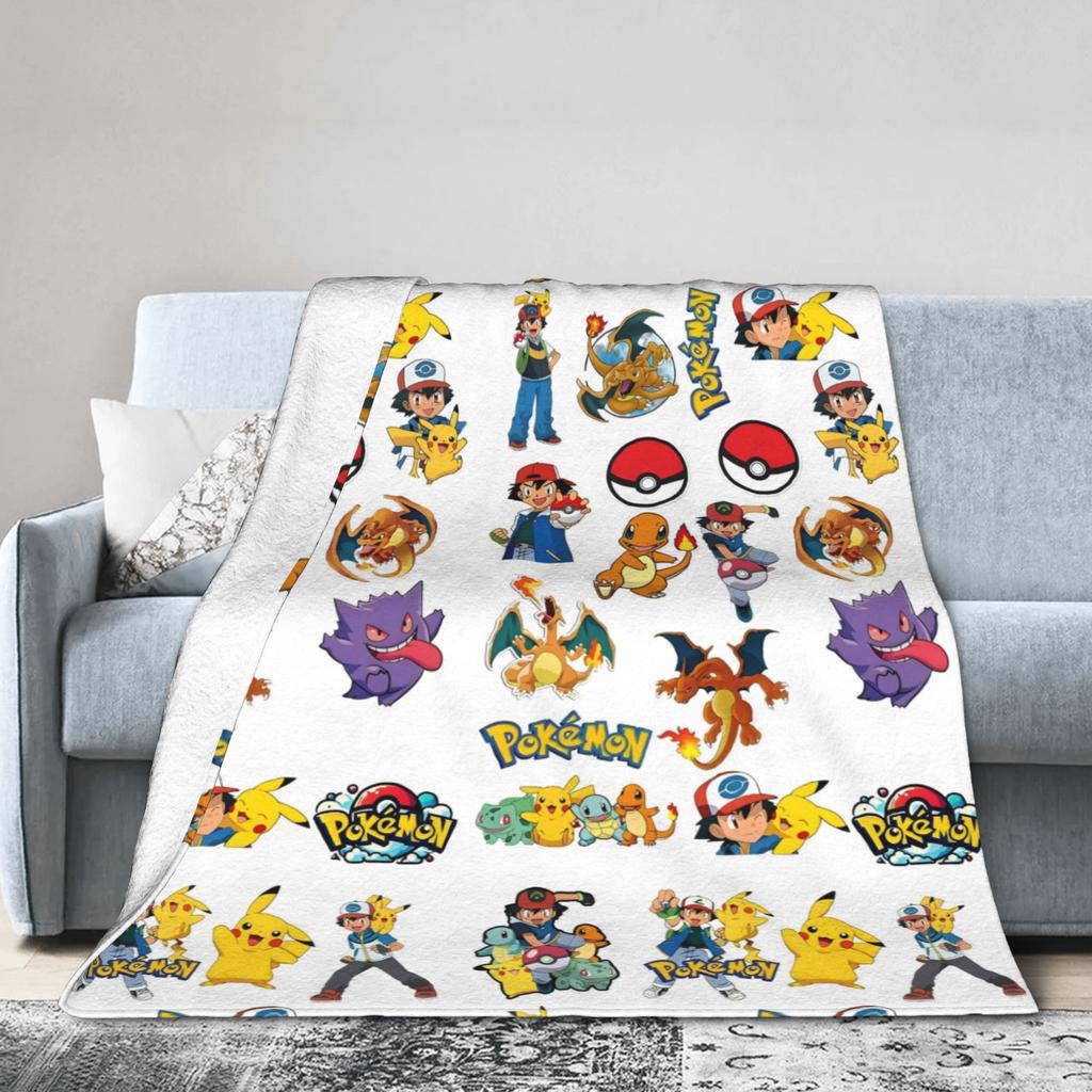 Pokemoned Anime Cartoon Flannel Blanket  Awesome Throw Blankets for  Sofa Bedding Lounge 150*125cm Bedspread,