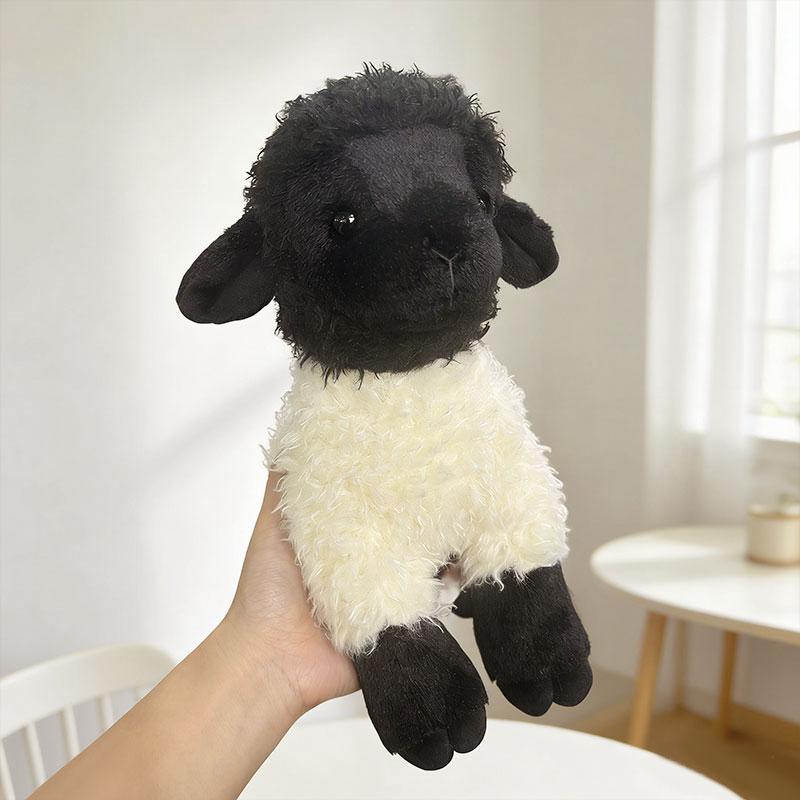 Bambola Pecora Kawaii Peluche in Piedi Seduta Pecora Faccia Nera Animale Cartone Animato Compagno Rassicurante Regalo