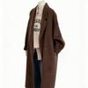 Women's Double-Sided Woolen Coat - Casual Loose Fit, Mid-Length, Suit Collar, Long Hair, Autumn/Winter 2025 Collection