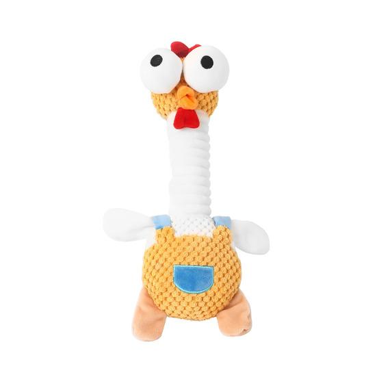 

Pet Toy Extended Neck Chicken Design Plush Dog Toy Tug-of-War Soft Elastic Chewing Toy with Squeaky Sound Puppy Teething Relief синий