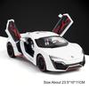 1:24 Scale GT Lykan Car Model Toy Diecast Alloy Doors Opened Sound Light Pull Back Supercar Miniature Models Collection Gifts