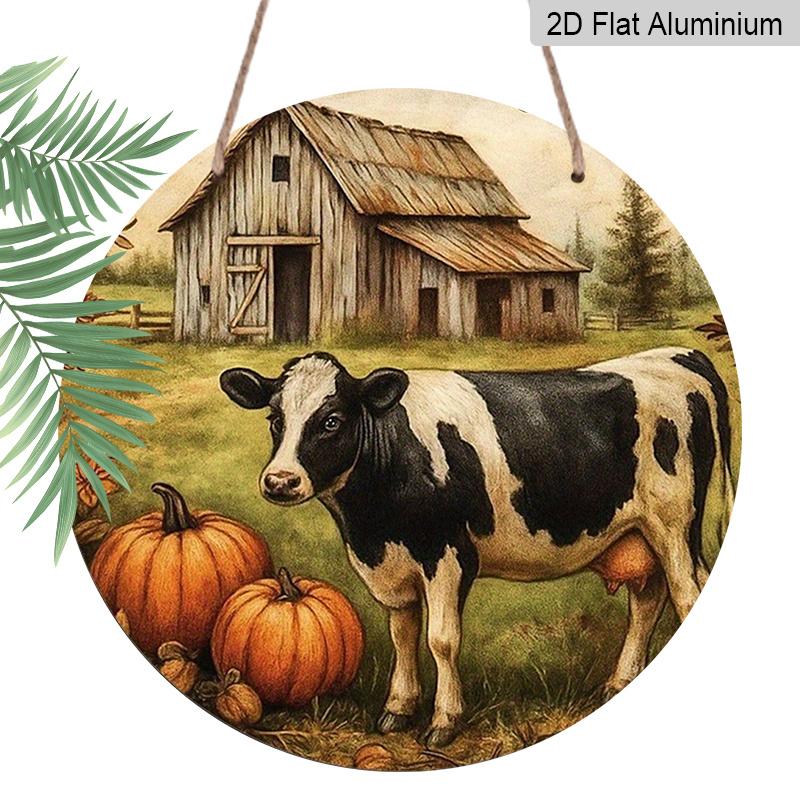 2D Flat 1pc, 8x8 In, 1pc Farmhouse Metal Wall Decor - Aluminum Metal Decorative Signs & Plaques - Vintage Agricultural Sign for Home, Garage, Garden