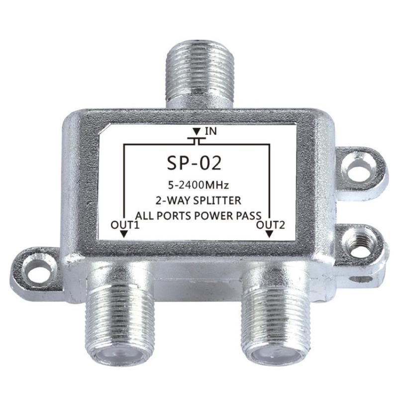 Digital 2 Way Coaxial Cable Splitter 5-2400MHz RG6 Compatible for Analog TV Satellite Antenna Home Theater Setup