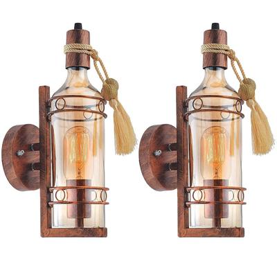 Antique Wine Bottle Lamp Vintage Style Wall Mount Light Fixture | Wall Light for Home Decoration, Living Room, Cafe, Bar & Restaurant (Pack of 2)