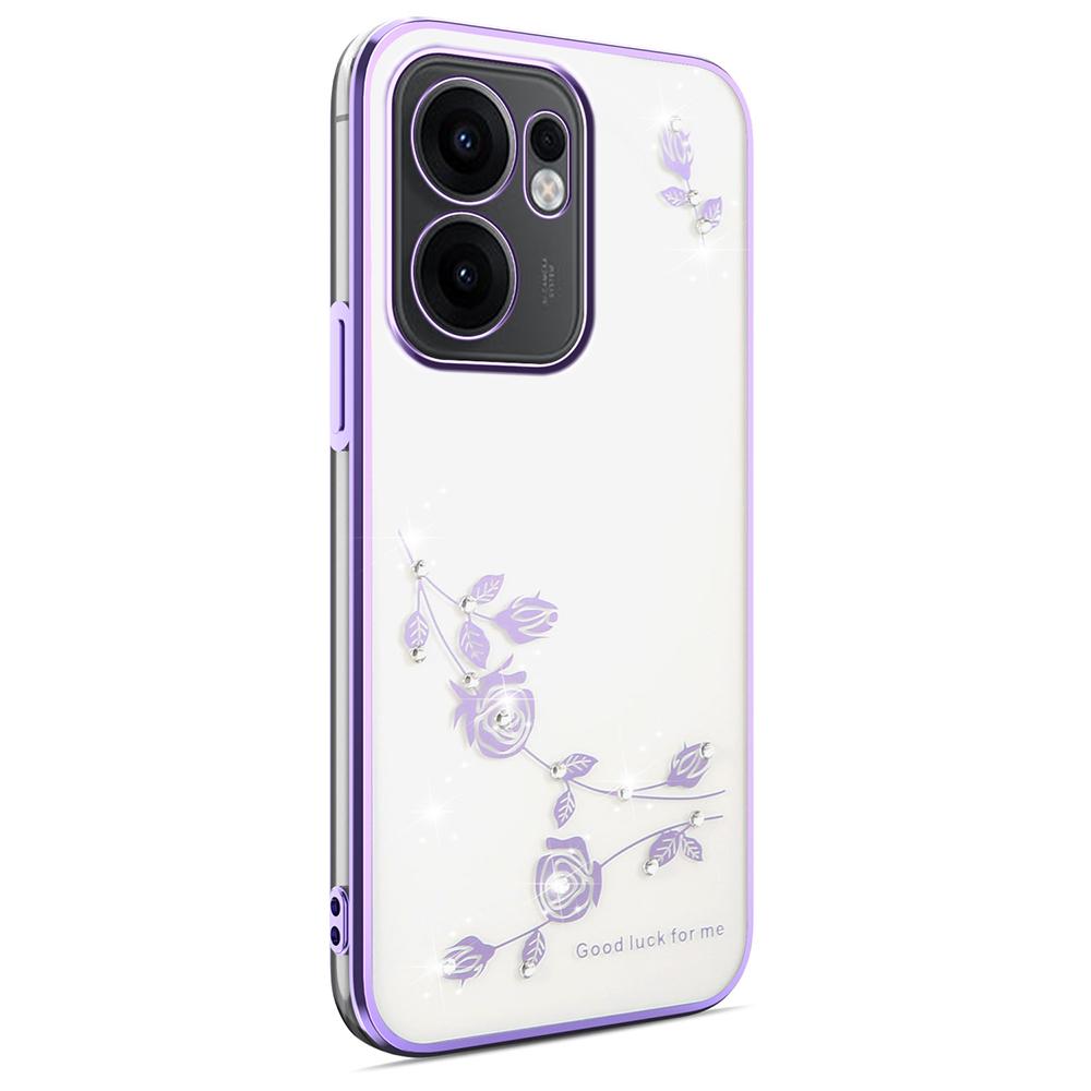 

KADEM For Oppo Reno13 F 5G Case Flower Rhinestone Decor Electroplating TPU Phone Cover Purple