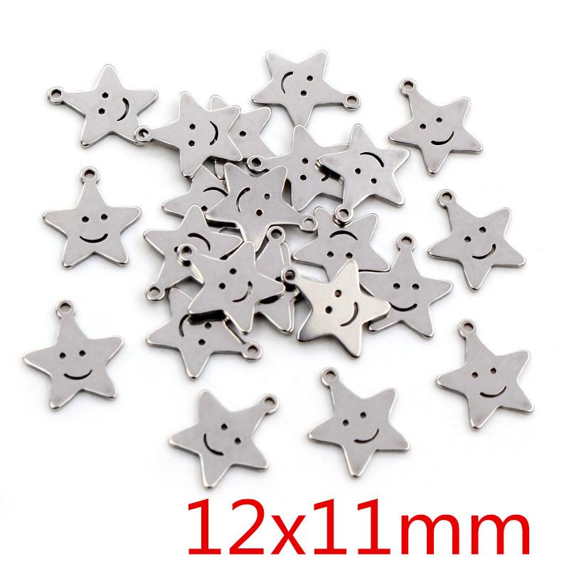 30pcs/lot No Fade 316 Stainless Steel Star Heart Fish Cat Charms Pendant for DIY Necklace Bracelet Craft Jewelry Making Findings
