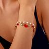 3D Strawberry Cherrys Heart Pearls Beaded Bracelet for Women Adjustable Lovely Vocation Fruit Jewelry Statement Pieces