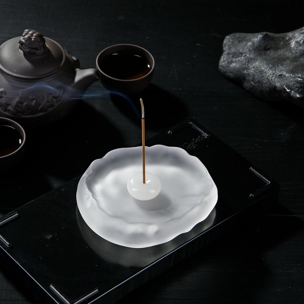 Mini Jade Incense Burner Incense Holder with Glass Incense Plate Ash Catcher Buddhism Supplies Home Decor