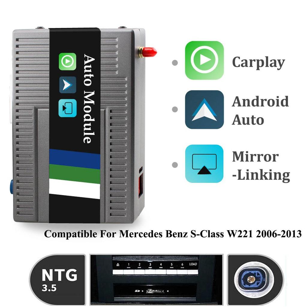 Sinairyu Drahtlose Apple CarPlay Android Auto Decoder Box Mirror-Link Kompatibel für Mercedes Benz S-Klasse W221 2006-2013 NTG3.0 NTG3.5