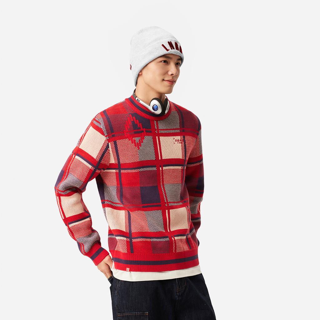 Li Ning Dai Jin Dou Jin Series Simple Comfortable Versatile Casual Loose Dopamine Sweater Long Sleeve Jacket Round Neck Knitted Top AMBV031-7