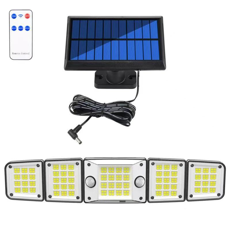 Three-Head LED Solar Motion Sensor Outdoor Wall Light, Waterproof for Garden, Courtyard, Fence, and Home Lighting.
