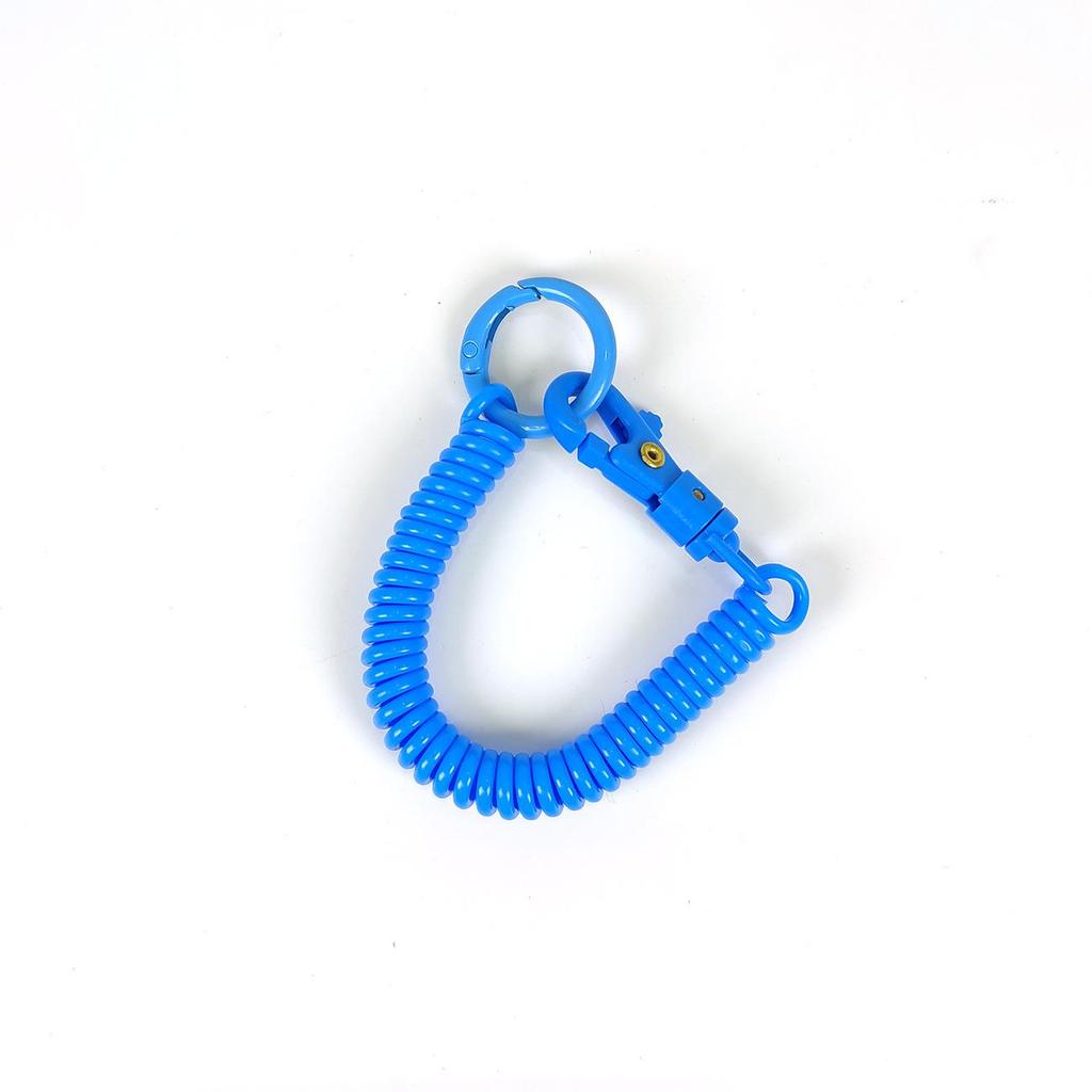Colorful Retractable Plastic Spring Rope Keychain - Portable Anti-Lost Keyring