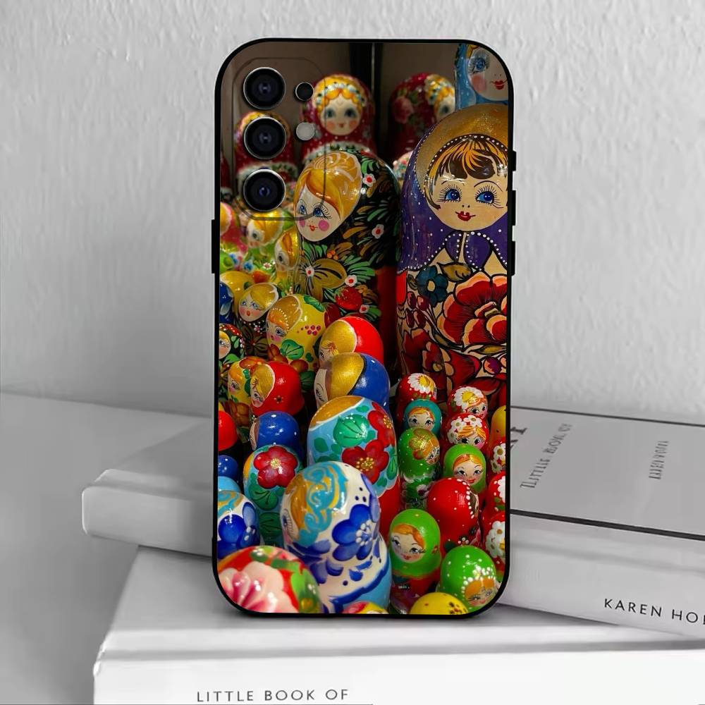 

Cute Russian Doll Art Phone Case For Samsung S25,S24,S21,S22,S23,S30,Ultra,S20,Plus,Fe,Soft Silicone Black Cover Samsung S24