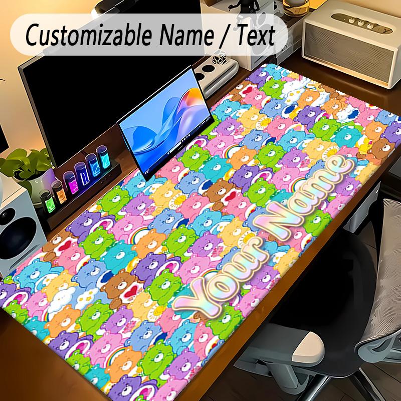 Large Mouse PadCare Bears Custom Name Text Personalized Desk Mat Non Slip Gaming Pad
