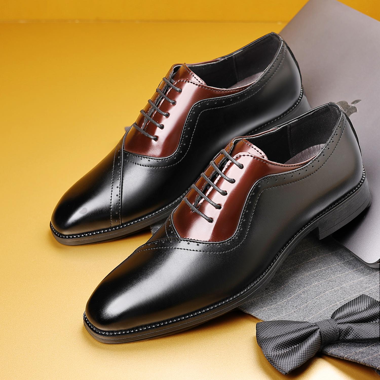 

Luxury Men s Dress Shoes Higher Quality Oxford Leather Shoes Lace-Up Casual Business Shoes Fashion Wedding Party Office Footwear 39 чорний