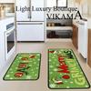 2PC Christmas Green Quirky Villain Crystal Pile Kitchen Household Small Rug Entryway Bathroom Non-slip Machine Washable