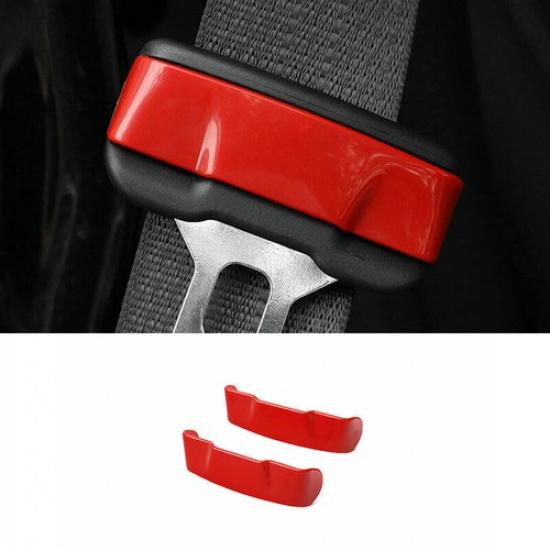 Car Seat Belt Buckle Adjust Frame Trim 2* For Ford F150 F-150 2015-20 Bright Red