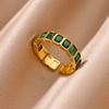 Colorful Cubic Zircon Ring for Women Stainless Steel Gold Color Open Ring Vintage Boho Wedding Party Zircon Gift Accessories