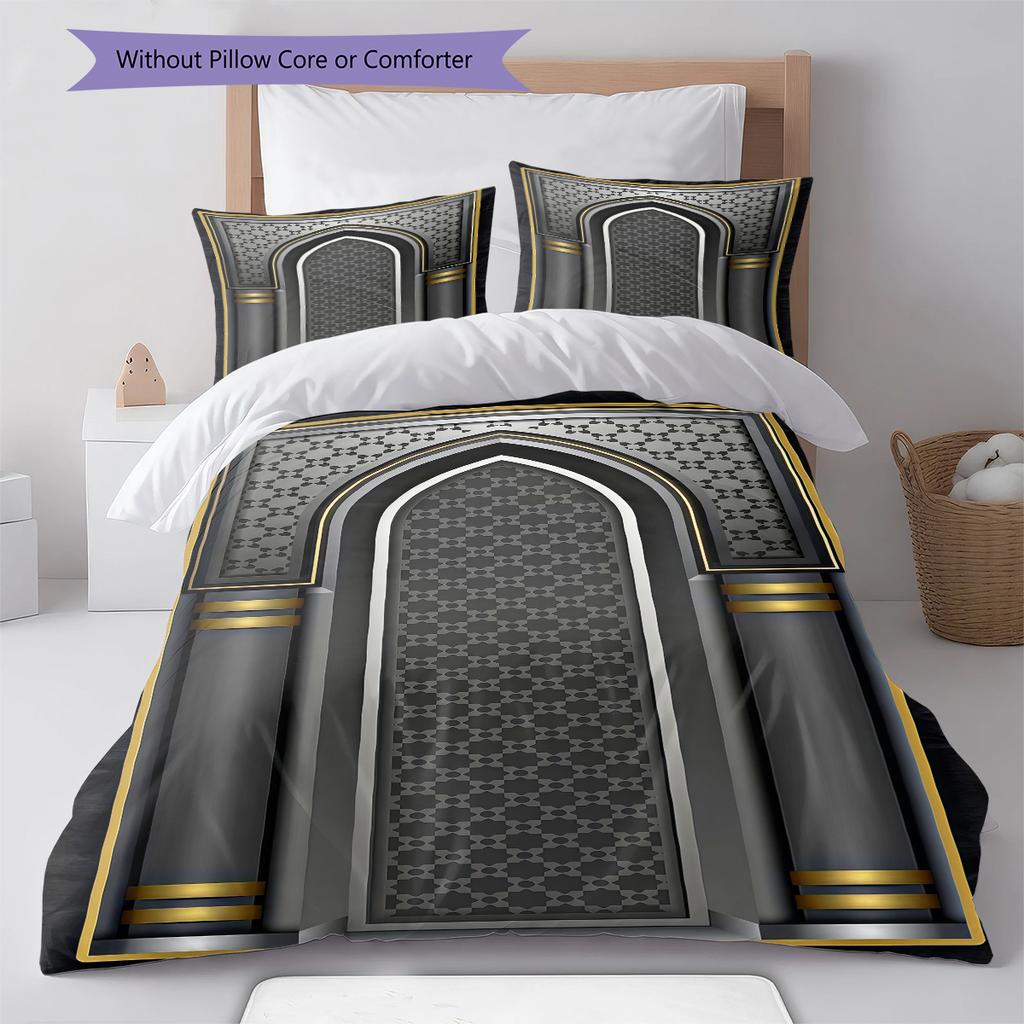 Muslim Pattern Bedding,Quilt Set Quilt Cover Pillowcase Home Birthday Gift (1 * duvet cover + 2 * pillowcase, without core)