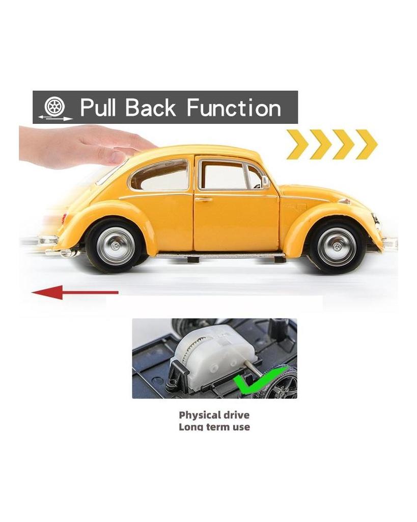 Retro Classic 1967 Volkswagen Beetle 5 Inch Metal Car Simulation Diecast & Toy Vehicle RMZ City 1:36 Alloy Model Gifts For Children