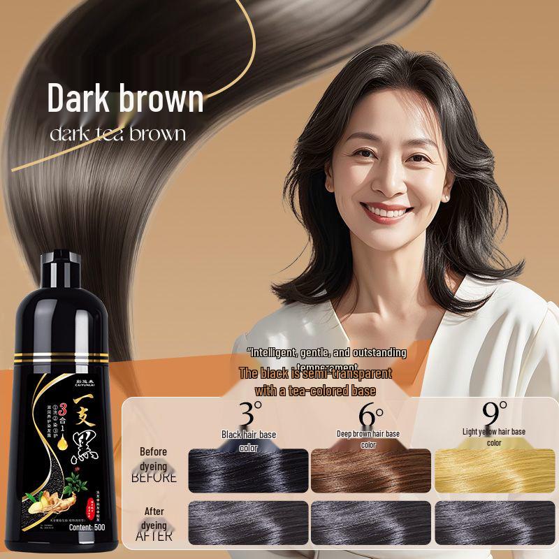 

Black Plant-Based 3-in-1 Hair Dye: Wash-Condition-Dye, Gentle Ammonia-Free, No Bleach Needed, DIY Gray Coverage at Home.