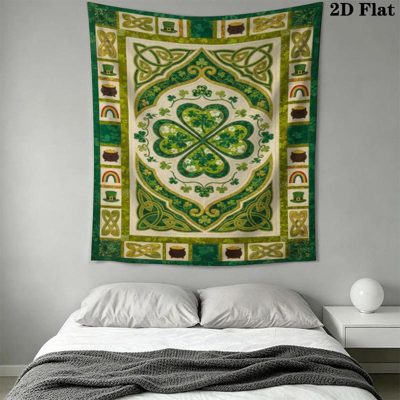 St.Patrick's Day Wall Tapestry Aesthetic Wall Hanging Printed Fabric Blanket Decorative Tapestries for Bedroom Living Room Home Decor