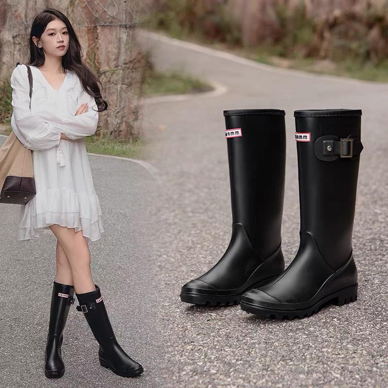 Women's Waterproof Non-Slip Korean Fashion High-Top Rubber Rain Boots