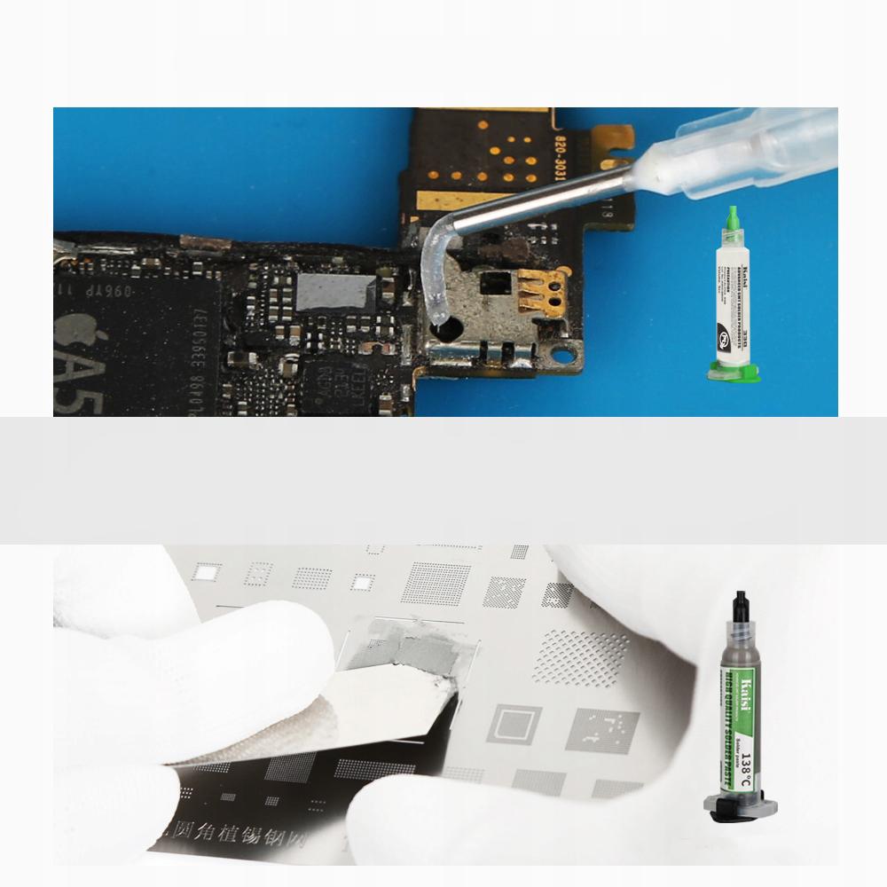 Rosfix Zestaw Lutowniczy Flux 338 z Płynną Cyną 183°C – Wysoka Jakość | 2x Tłoczek, 2x Igła | Topnik RMA-223 z Precyzyjnym Aplikatorem