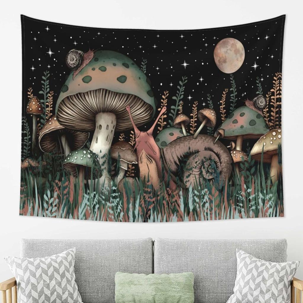 Black And White Tapestry Starry Night Mountain Tapestries For Bedroom Aesthetic Moon And Stars Tapastry'S Wall Hanging Dark