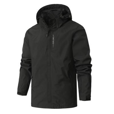 Men's Spring and Autumn Models Loose Plus Size Solid Colour Hooded Waterproof Windproof Outdoor Punching Jacket