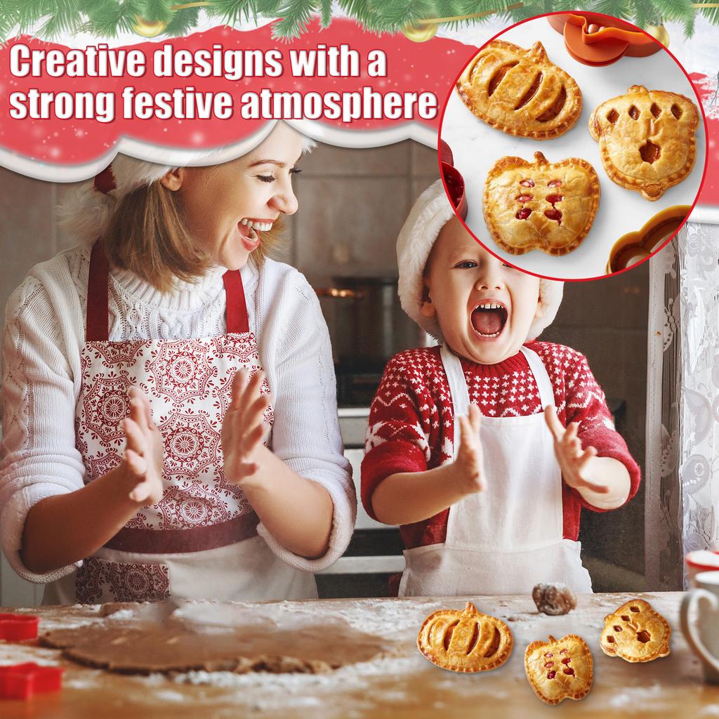 Fall Hand Pie Molds Set Dough Press Mold Tools Set Halloween Christmas Mini Pie Mould Baking Pie Molds Pumpkins Apples Hazelnuts
