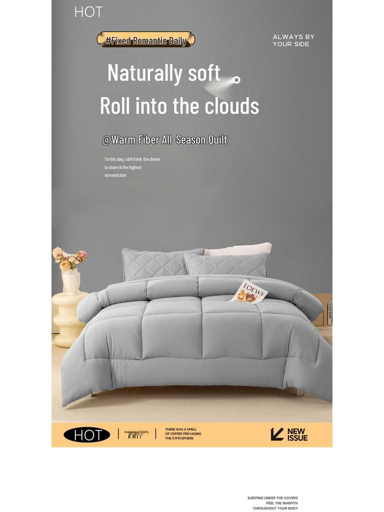 Four Seasons Brushed Quilt: Thick Silk Cotton for Spring, Autumn, and Winter – Ideal for Dorms and Hotels